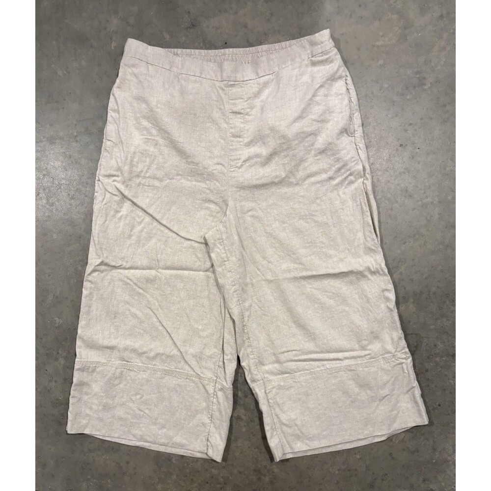 Banana Republic Linen Blend Wide Leg Cropped Pants Beige Women’s XL Casual